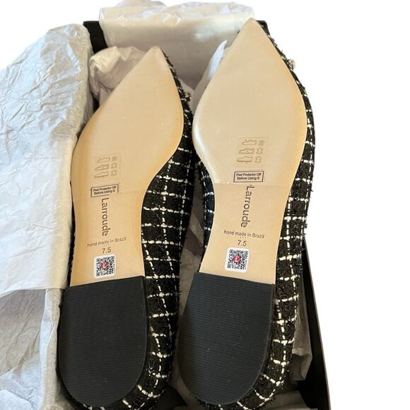 Larroude Lee Pointed Toe Slip On Tweed Flats Bow Embellished NEW 7.5 - Picture 9 of 11